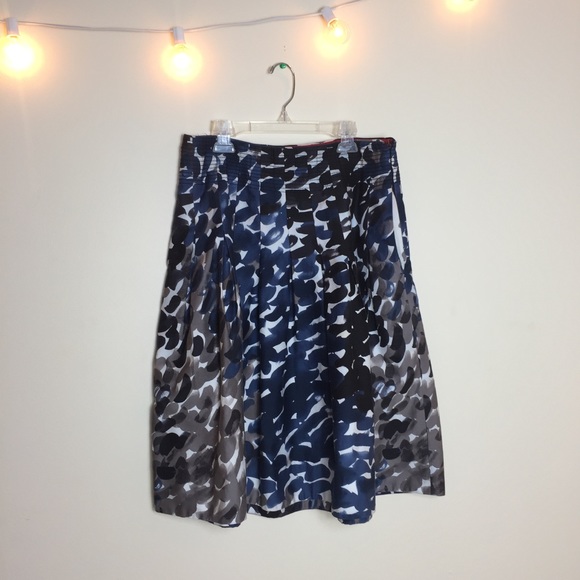 Maeve Anthropologie Blue Pattern Midi A-Line Skirt - Picture 2 of 6